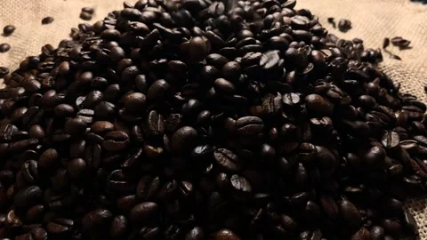 Coffee beans, coffee beans falling, close up macro Stock Footage 232873203