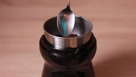 Coffee beans in the coffee grinder Stock Footage 83748282