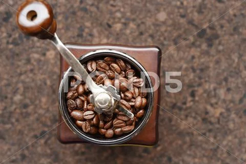 Coffee Beans In Coffee Grinder