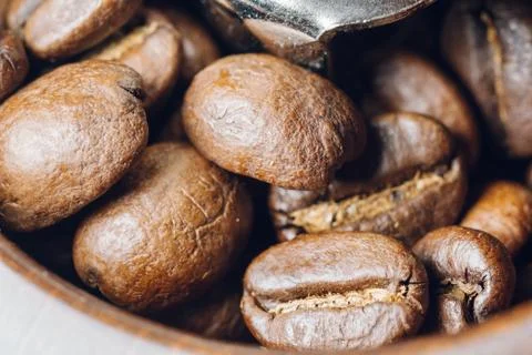 Coffee beans in a coffee grinder Stock Photos