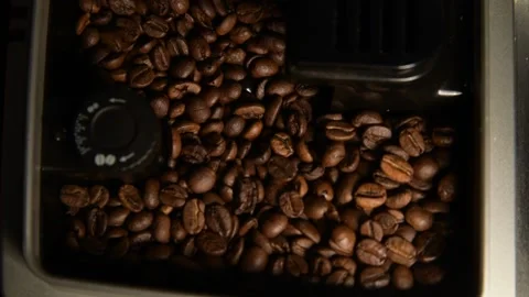 Coffee beans in the coffee maker tray Stock Footage 148328793