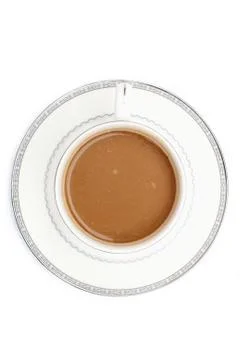 Coffee beans with coffee. white background Stock Photos