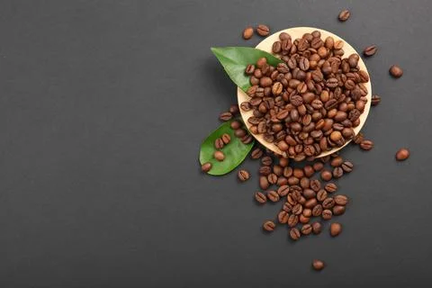 Coffee beans on a colored background. Place to insert text, minimalism Stock Photos