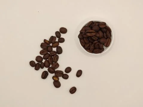 Coffee beans composition top view Stock Photos