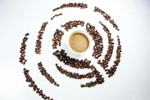 Coffee beans composition on a white background Stock Photos