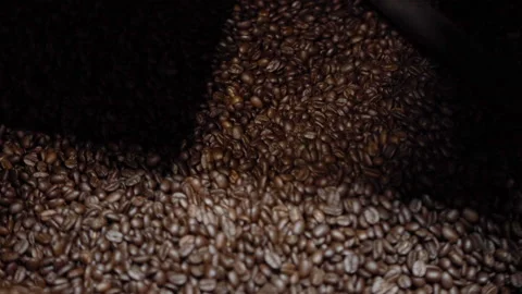 Coffee Beans Cooling After Roasted At Manufacturing Plant Slow Motion Stock-Footage 143756839