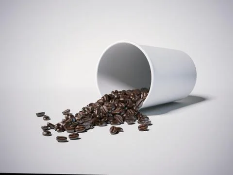 Coffee beans in a cup. 3d rendering 库存插图