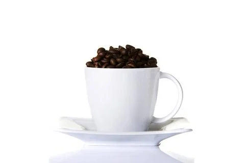 Coffee beans in a cup Coffee beans in a cup isolated on white background C... Stock-Fotos