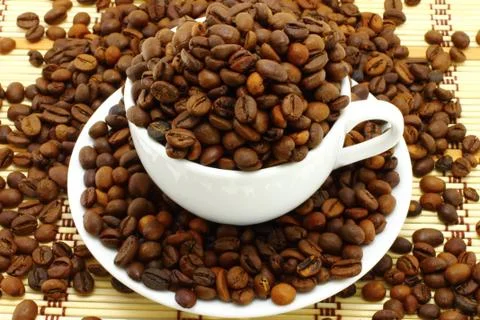 Coffee beans in the cup Stock Photos