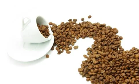 Coffee beans in cup Stock Photos