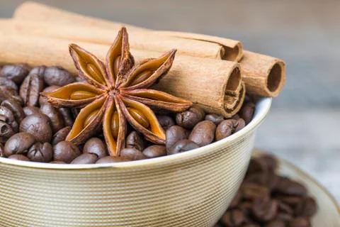 Coffee beans in a cup Stock Photos