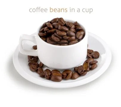 Coffee beans in a cup 스톡 사진