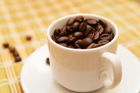 Coffee beans in a cup Stock Photos