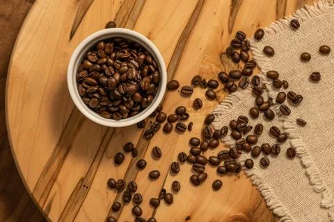 Coffee Beans in a Cup Stockfoto's
