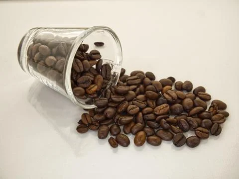 Coffee beans in a cup 스톡 사진