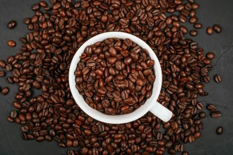 Coffee beans in the cup Stock Photos