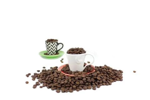 Coffee beans in Cup Stock Photos