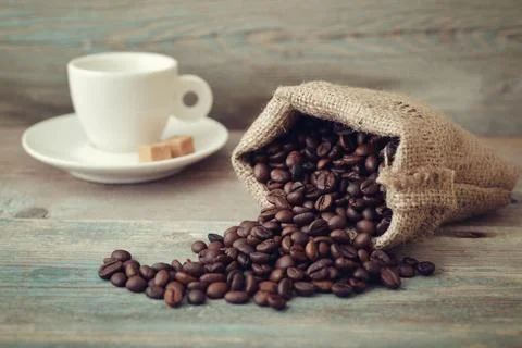 Coffee beans with cup 写真素材