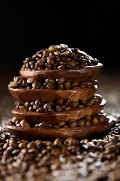 Coffee beans on a dark background Stock Photos