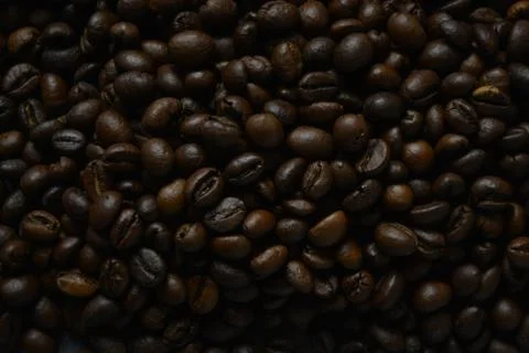 Coffee beans in a dark key Stockfoto's