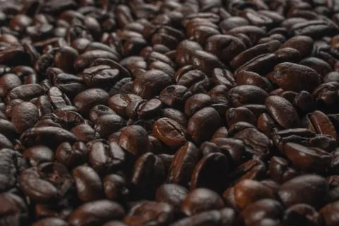 Coffee beans dark roasted background texture material Stock Photos