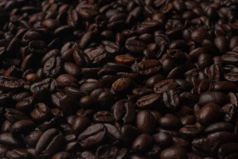 Coffee beans dark roasted background texture material Stock Photos
