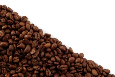Coffee beans diagonal empty frame for food design Stock Photos