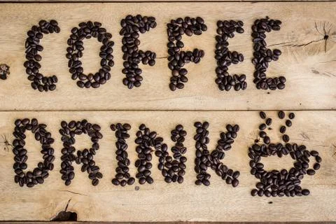 Coffee beans drink text background Stock Photos