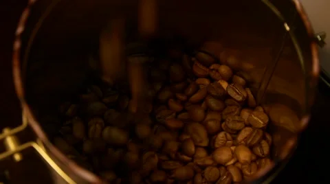 Coffee beans drop slow motion Stock Footage 59328217