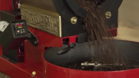Coffee Beans Dumping into Roaster (Slow-Mo, Slider) Stock Footage 172206000
