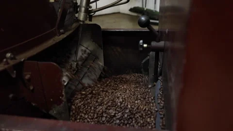 Coffee Beans Empty Into Machine At Manufacturing Plant 스톡 동영상 143757195
