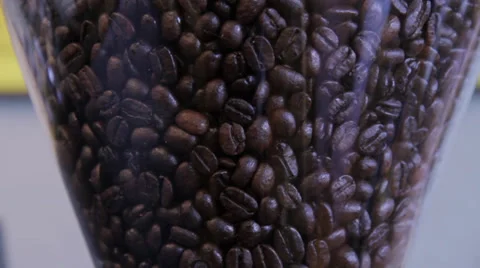 Coffee Beans on Espresso Machine Stock Footage 34205095