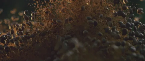 Coffee beans explode Stock Footage 247382459