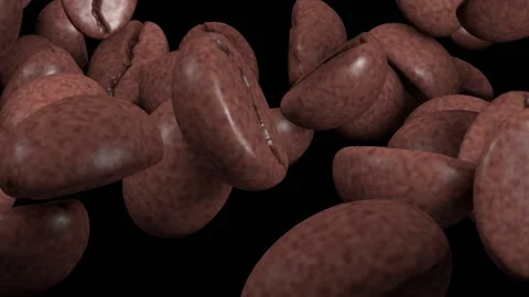 Coffee beans fall on black background. alpha channel Video stock 134742154