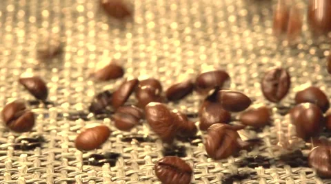 Coffee beans fall. Slow motion. Stock-Footage 55903912