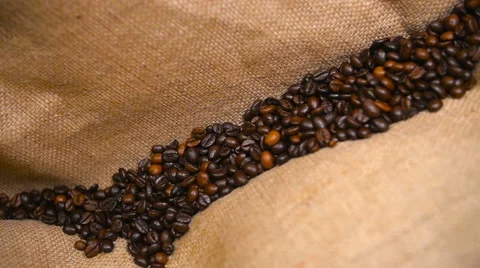 Coffee Beans Falling on Bagging Vídeo Stock 60243767