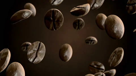 Coffee Beans Falling Down. 4k looped animation Stock Footage 200459741