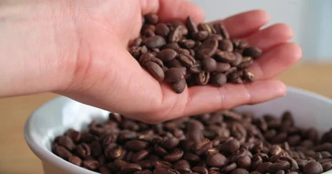 Coffee beans falling Stock Footage 58301937