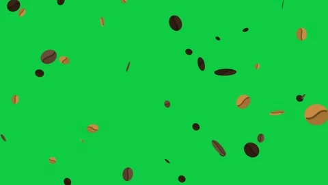 Coffee beans falling on green screen chroma key Stock Footage 348618081