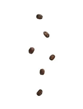 Coffee beans falling isolated on white background with clipping path Stock Photos