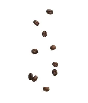 Coffee beans falling isolated on white background with clipping path Stock Photos