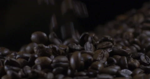 Coffee Beans Falling Macro 5K RED Gemini Slow Motion Stock Footage 138015197