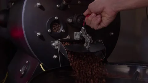 Coffee beans falling out of the machine Stock Footage 199473426