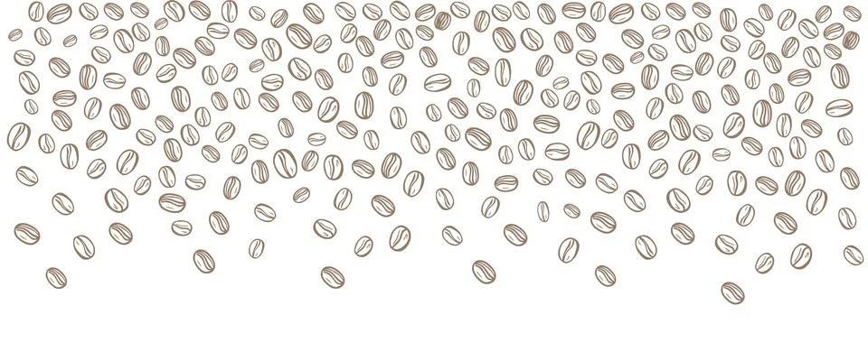 Coffee beans falling pattern or background. Vector illustration Stock Illustration