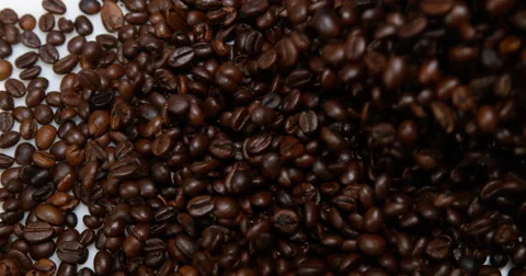 Coffee Beans Falling, Slow Motion 4K Stock Footage