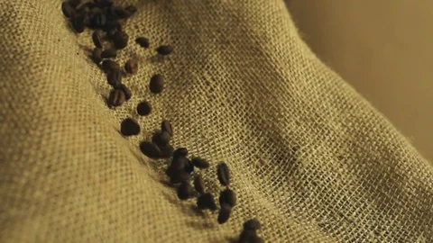 Coffee beans falling in slow motion Stock Footage 76248644