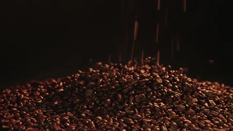 Coffee beans falling in slow motion. Stock Footage 145274273