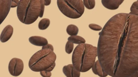 Coffee Beans Falling Slow Motion Animation on light background Stock Footage 291411671