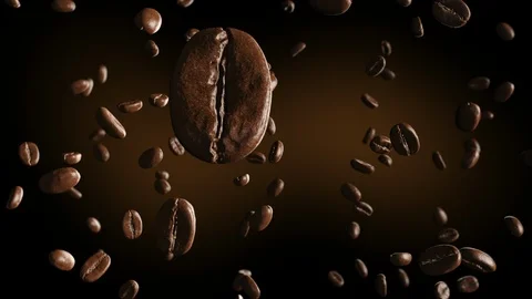 Coffee beans falling slowly Stock Footage 116661715