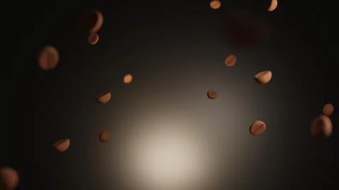 Coffee beans falling with spotlight from the back Stock Illustration